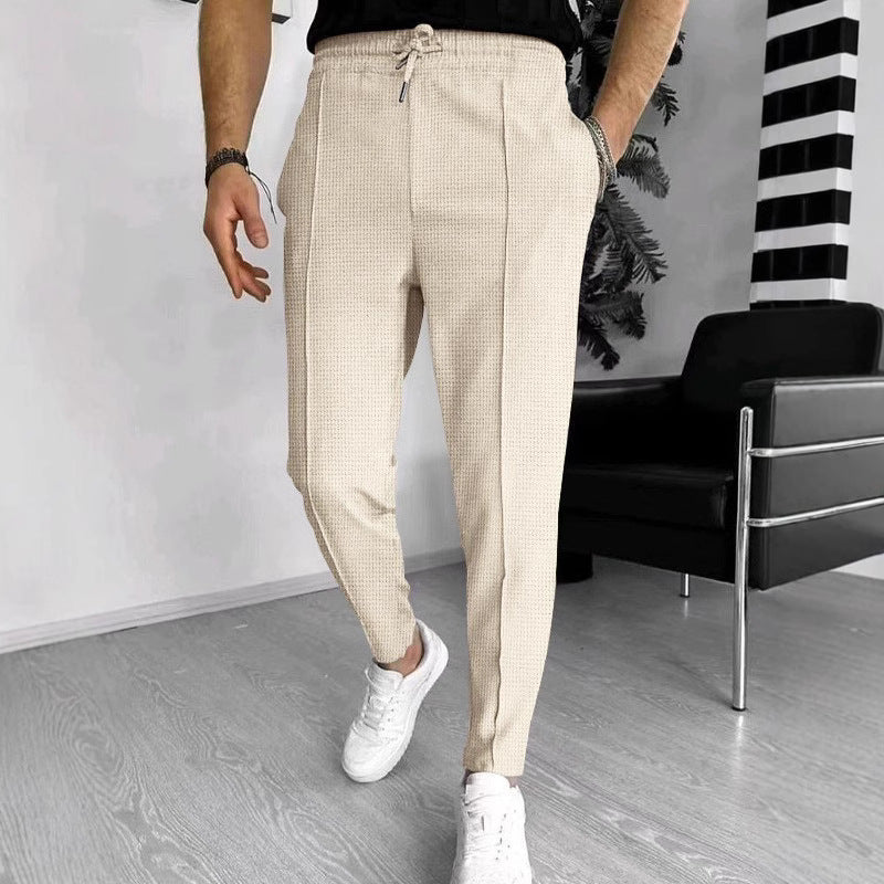 Herren Sportliche Chino-Hose mit verstellbarem Bund und feinem Strukturmuster Aliams