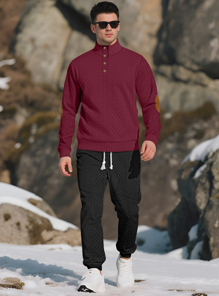 Herren Bequemer Strickpullover mit Stehkragen und modischen Knöpfen Aliams