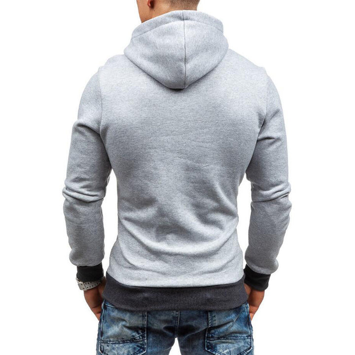 Herren stylischer Kapuzenpullover mit seitlichem Reißverschluss und kontrastierenden Ärmeln Aliams