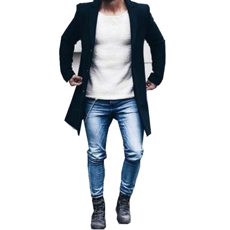 Herren eleganter und lässiger Langmantel aus hochwertigem Material Aliams