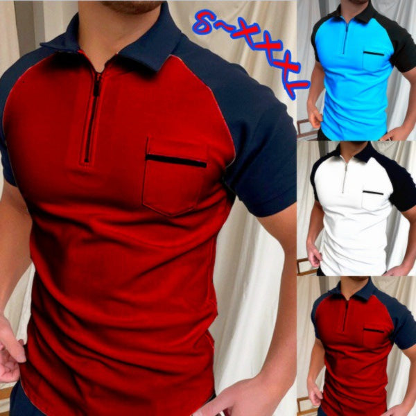 Herren Kurzarm Poloshirt mit funktionalem Reißverschluss und Brusttasche Aliams