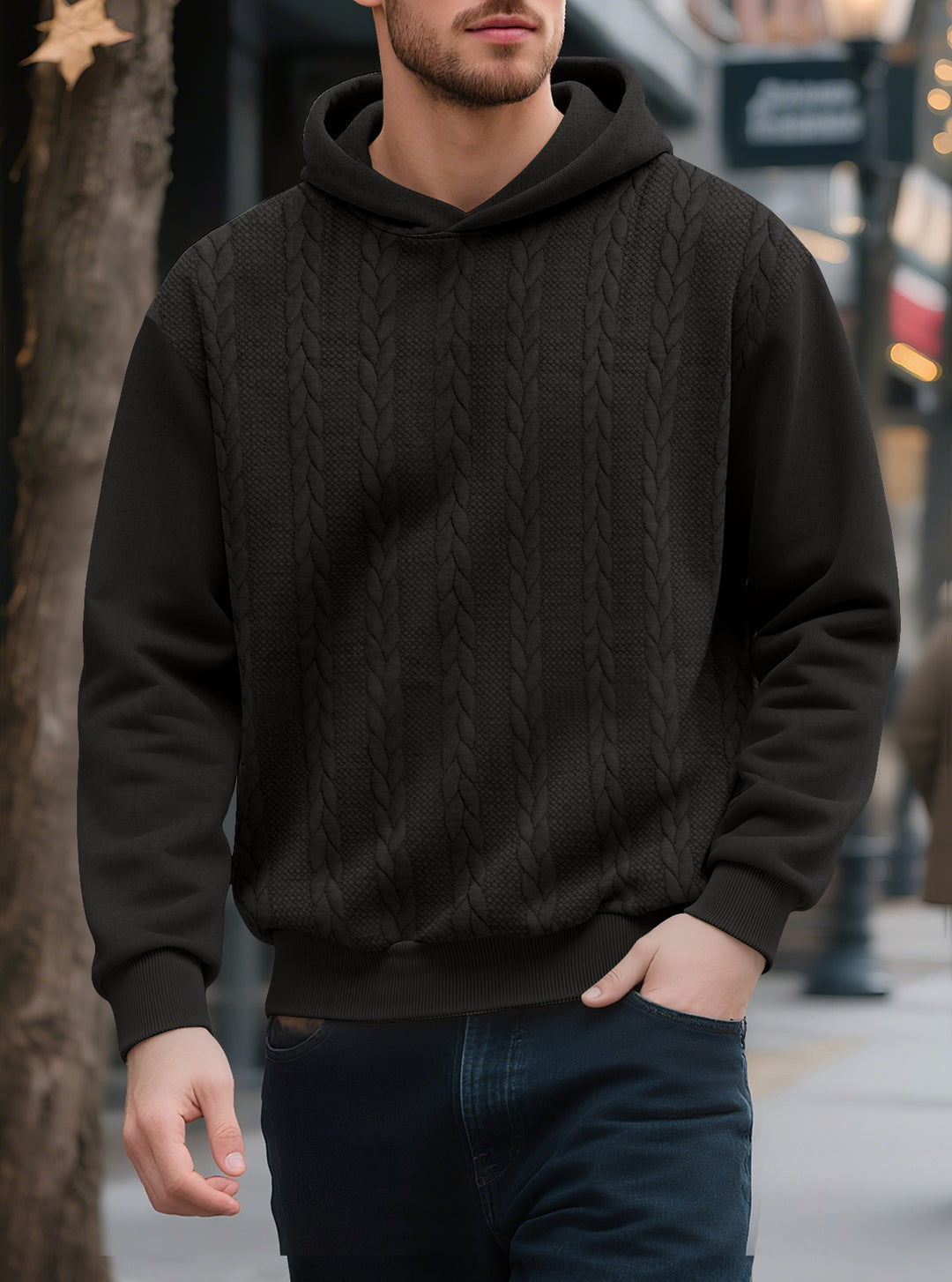Herren Kapuzensweater mit innovativer Strickstruktur Aliams