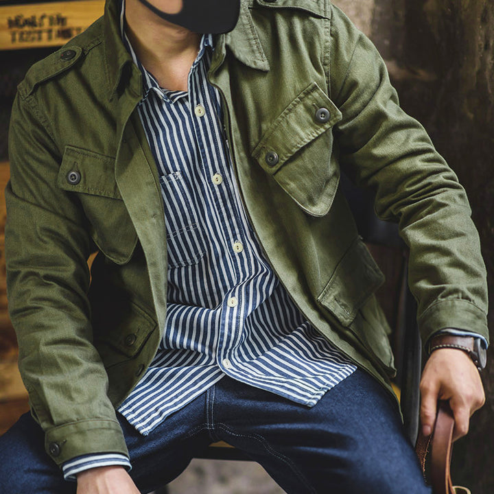 Herren robuste Utility-Jacke mit großzügigen Taschen und verstärkten Nähten Aliams