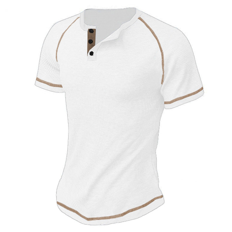 Herren Kurzarm-Henley-T-Shirt mit Kontrastakzenten Aliams