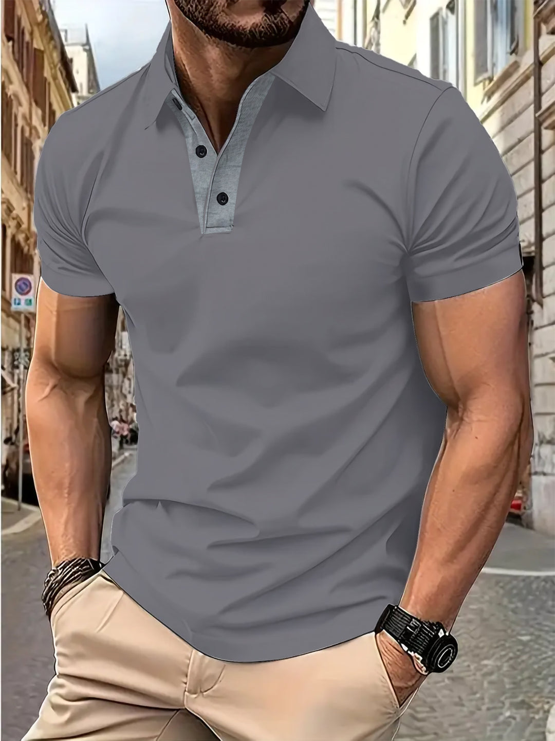 Herren Poloshirt mit modischen Kragenakzenten und atmungsaktivem Stoff Aliams