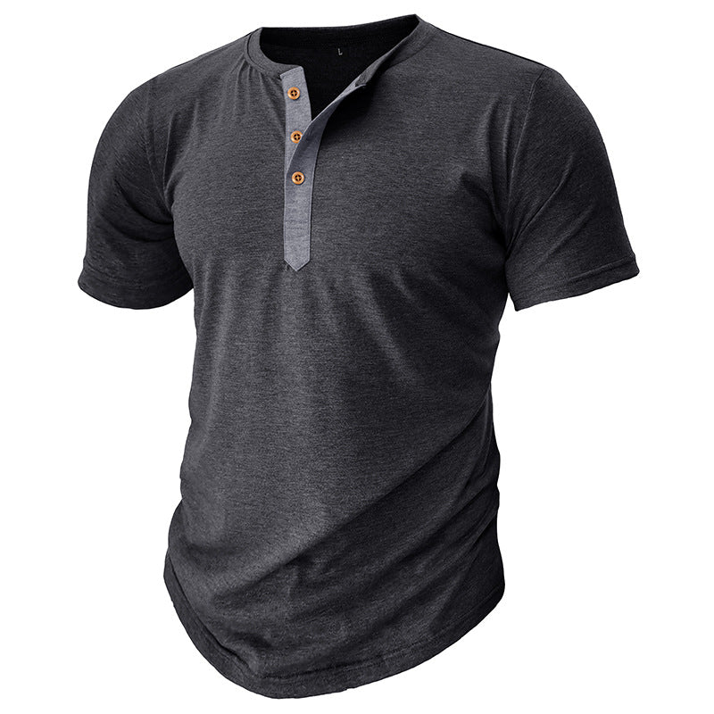Herren Henley T-Shirt mit Knöpfen und lässigem Schnitt Aliams