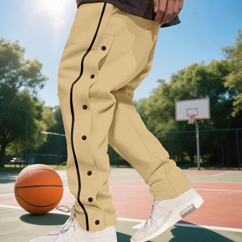 Herren Sportliche Freizeit-Hose mit Knopfdetails und Kontraststreifen Aliams