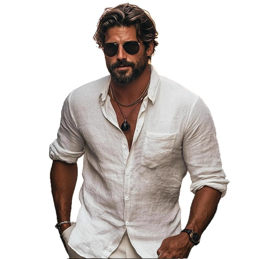 Herren Leichtes Sommertunika Hemd Aliams