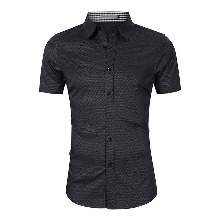 Herren Elegantes kurzärmliges Hemd mit feiner Struktur und Kragen Aliams