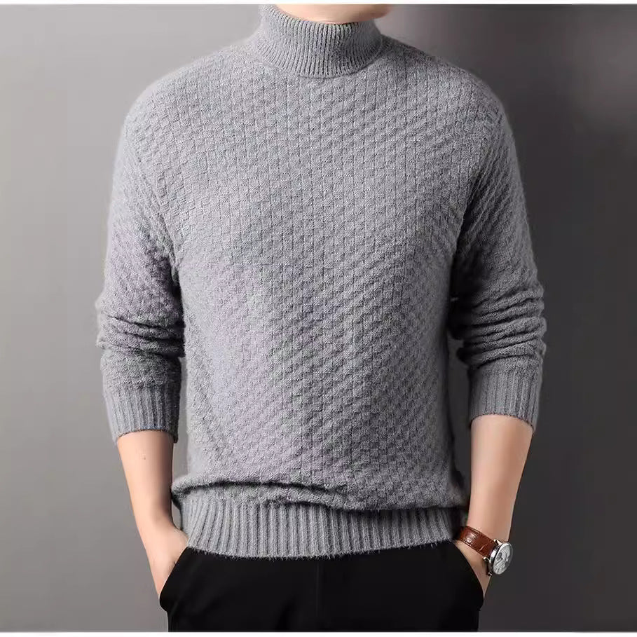 Herren Strickpullover mit hohem Kragen und strukturiertem Design Aliams