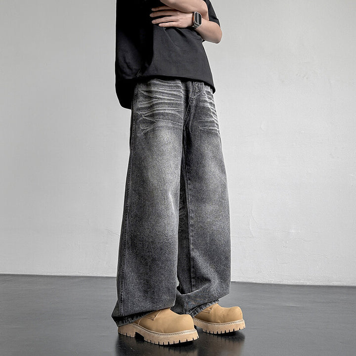 Unisex Weit geschnittene Denim-Hose mit einzigartigen Waschung und legerem Design Aliams