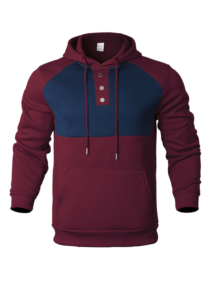 Herren sportlicher Kapuzenpullover mit modischem Knopfleisten-Design und weichem Fleece Aliams