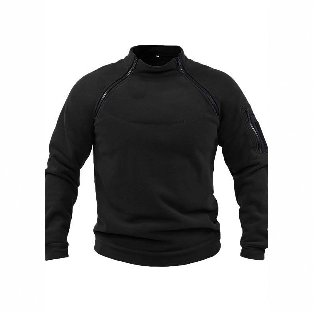 Herren Fleece-Hoodie mit hohem Kragen und praktischem Reißverschluss Aliams
