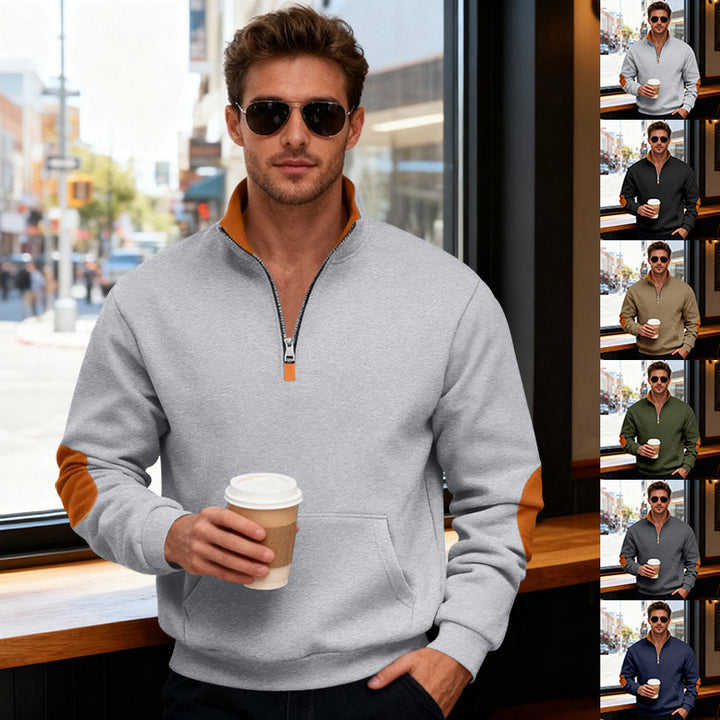 Herren Sportlicher Pullover mit Stehkragen und Reißverschluss Aliams