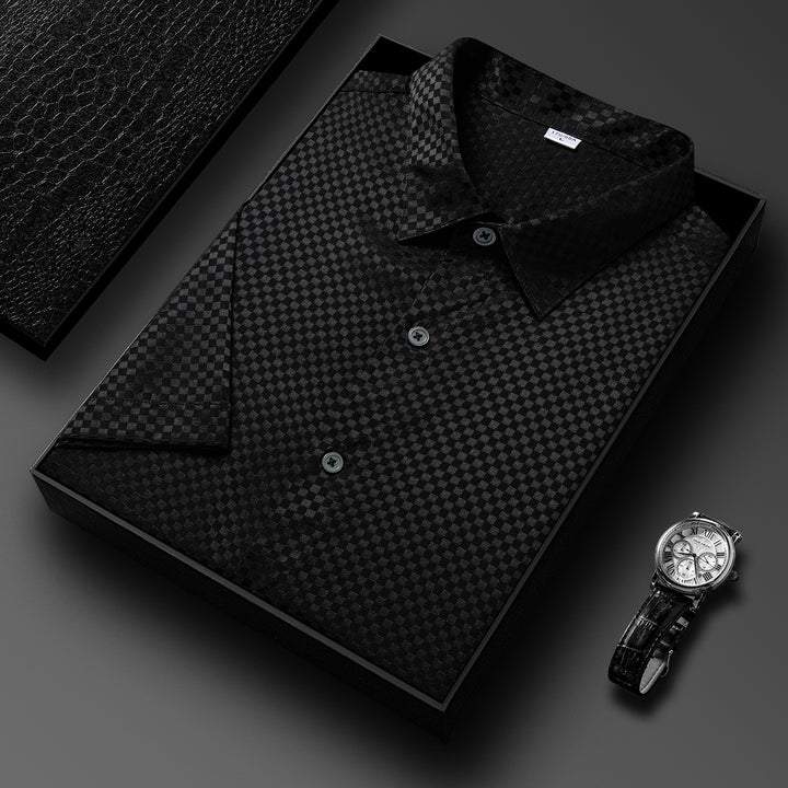 Herren Kurzarmhemd aus hochwertigem Baumwollmix mit subtilen Rautenmuster Aliams