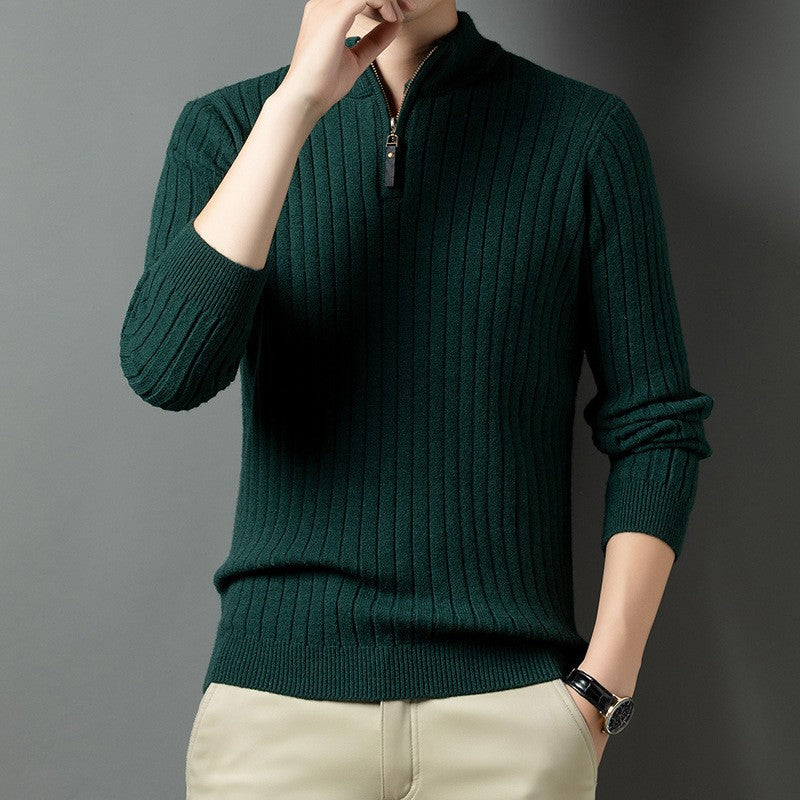 Herren Strickpullover mit modernem Stehkragen im Rippdesign Aliams