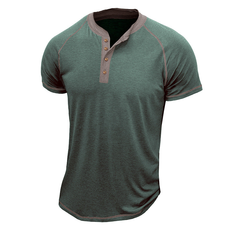 Herren Kurzarm-Henley-Shirt mit kontrastierenden Details und bequemer Passform Aliams