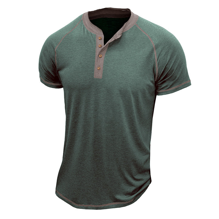 Herren Kurzarm-Henley-Shirt mit kontrastierenden Details und bequemer Passform Aliams