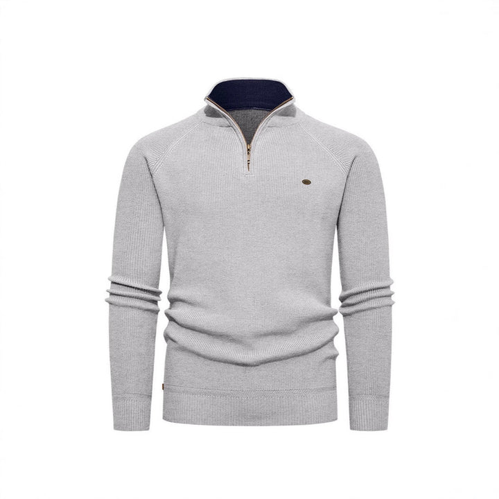 Herren Strickpullover mit Stehkragen und Reißverschluss Aliams