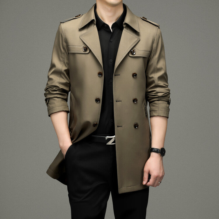 Herren eleganter Trenchcoat mit modischen Details Aliams