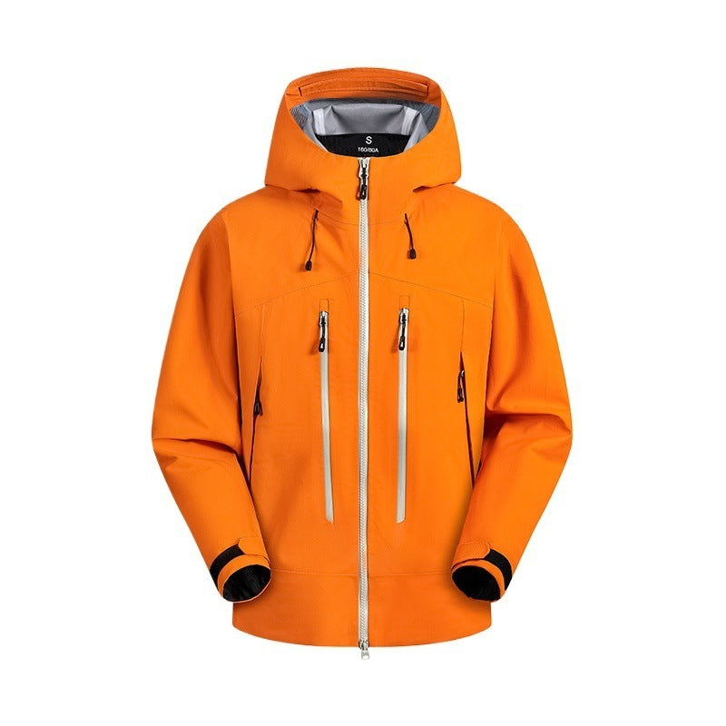 Herren wasserabweisende Funktionsjacke mit verstellbarem Kapuzensystem und mehrfachen Reißverschlusstaschen Aliams