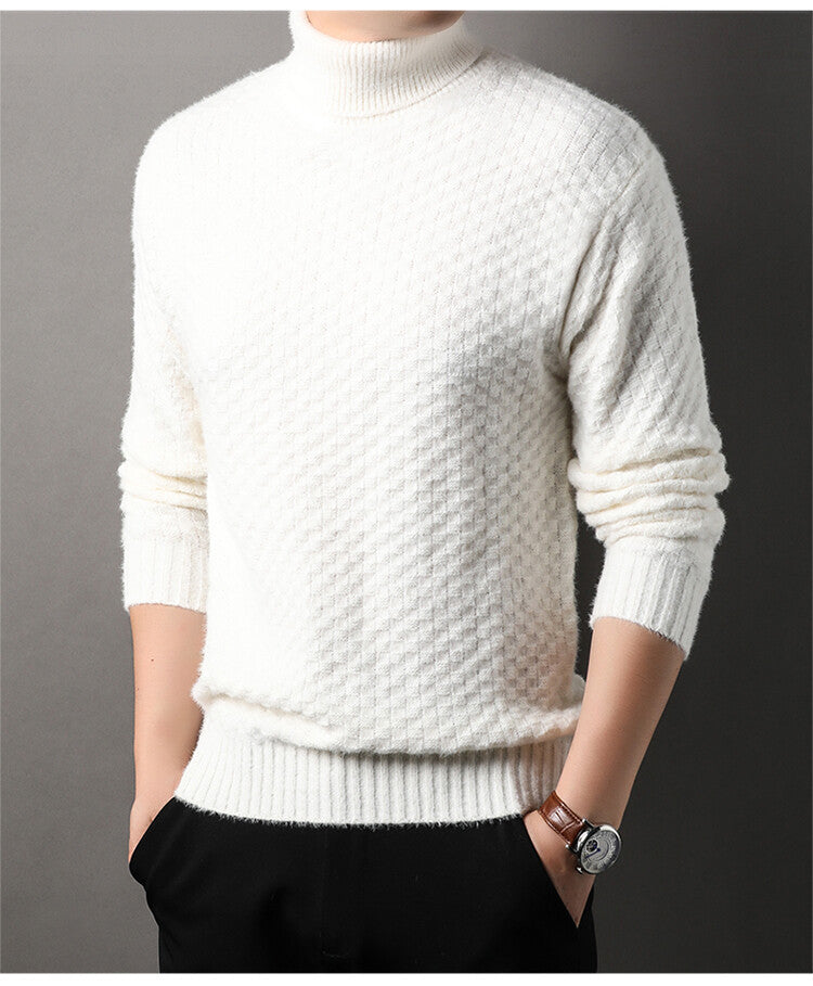 Herren Strickpullover mit hohem Kragen und strukturiertem Design Aliams