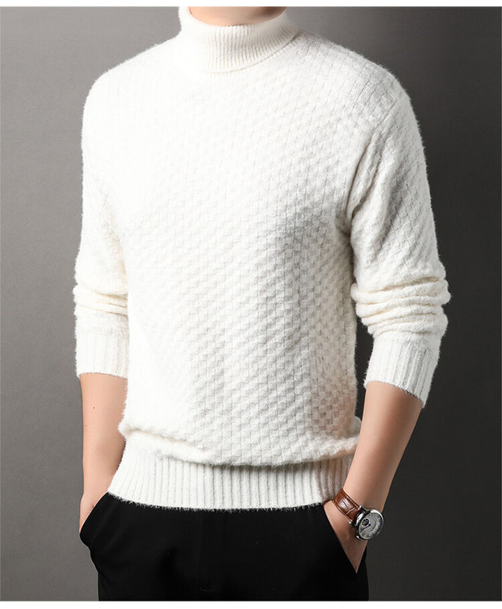 Herren Strickpullover mit hohem Kragen und strukturiertem Design Aliams