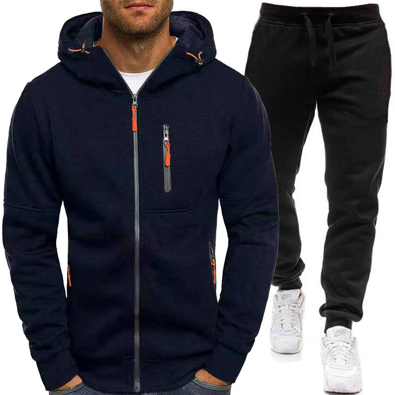 Herren sportliche Zip-Hoodiejacke mit Reißverschlusstaschen und praktischen Details Aliams