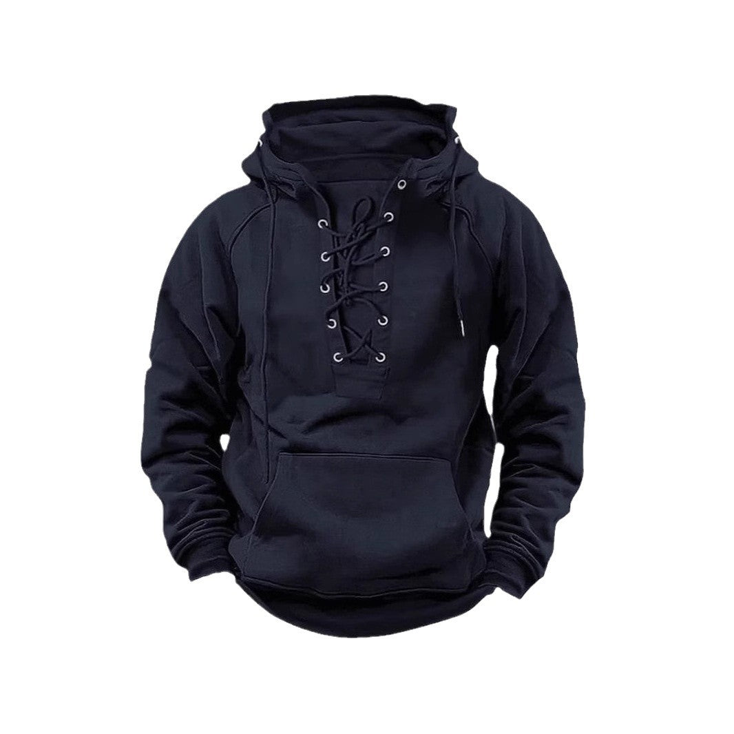 Herren Kapuzenpullover mit innovativem Schnürdesign und weichem Innenfutter Aliams
