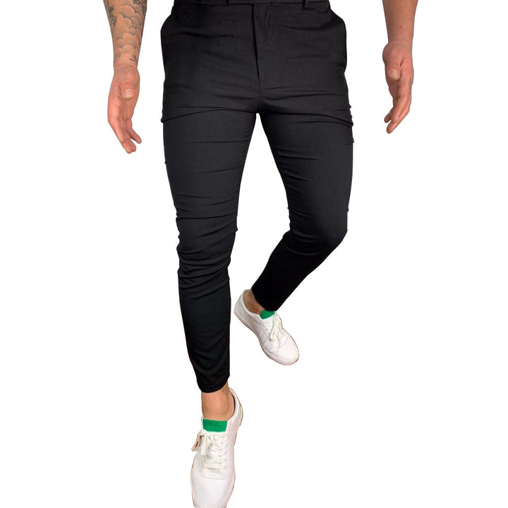 Herren Slim-Fit Anzughose im modernen Design mit elastischem Bund und seitlichen Taschen Aliams