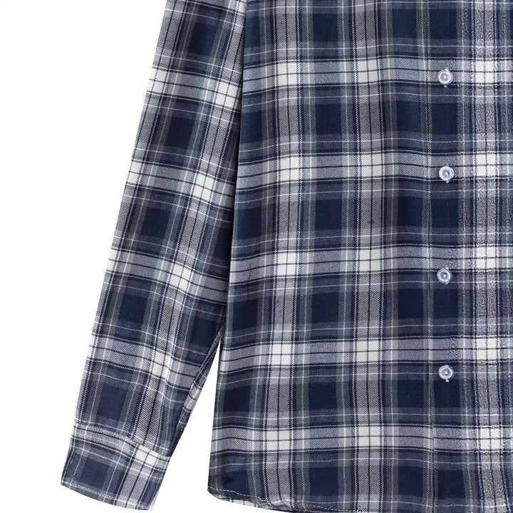 Herren kariertes Langarmhemd mit Brusttasche Aliams