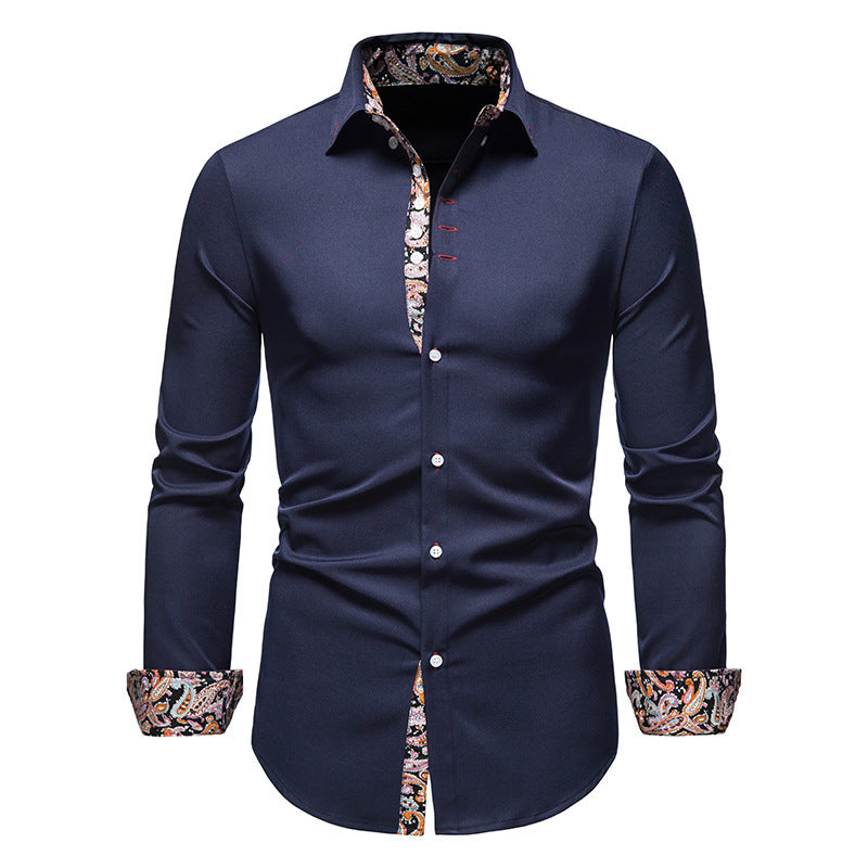 Herren elegantes Langarmhemd mit auffälligem Paisley-Muster Aliams
