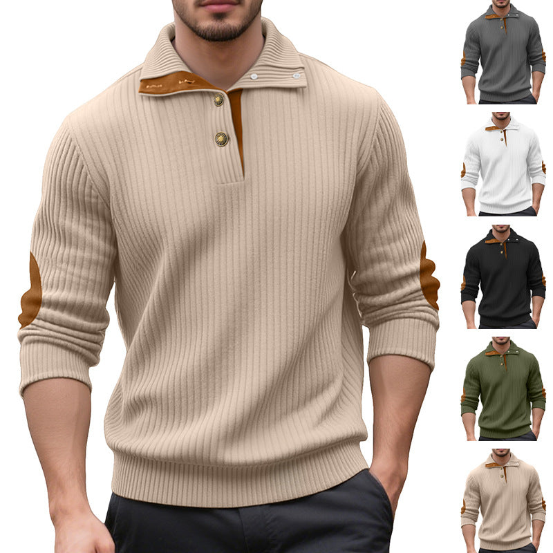 Herren Strickpullover mit einzigartigem Knopfdetails und Rippstruktur Aliams