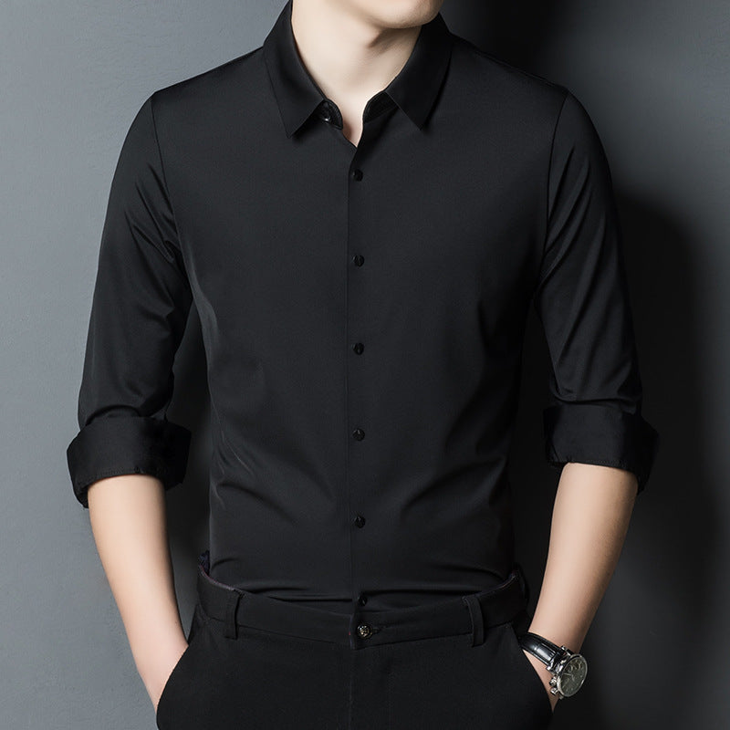 Herren elegantes Langarmhemd mit modernem Schnitt und hochwärtigem Kragen Aliams