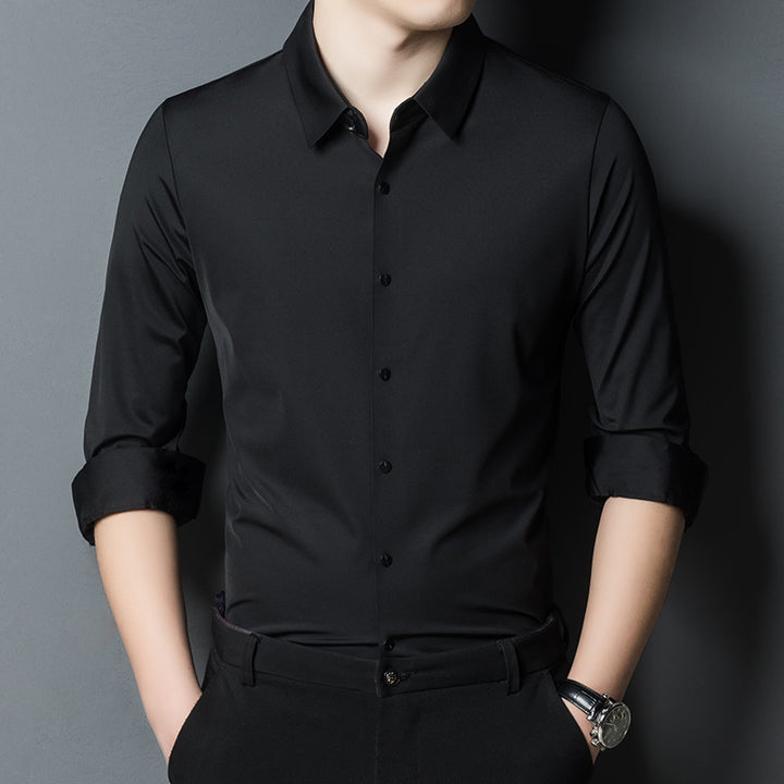 Herren elegantes Langarmhemd mit modernem Schnitt und hochwärtigem Kragen Aliams