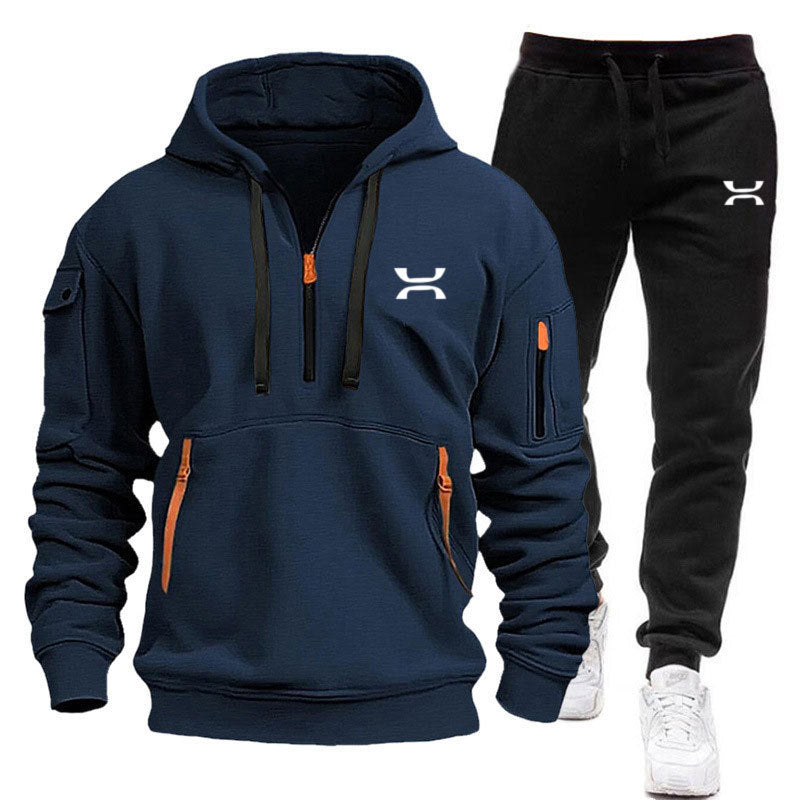 Herren sportliches Hoodie- und Jogginganzug-Set mit funktionalen Taschen und sportlichem Schnitt Aliams