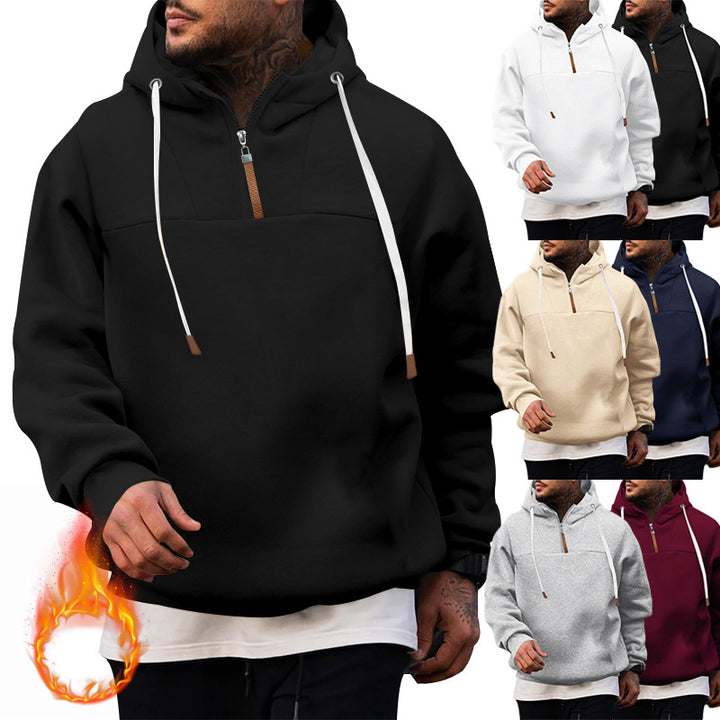 Herren Hoodie mit hohem Kragen und innovativem Reißverschluss Aliams