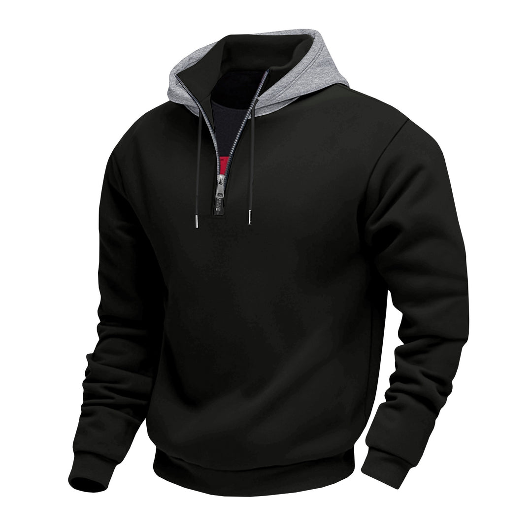 Herren sportliches Kapuzensweatshirt mit halbem Reißverschluss und atmungsaktiver Technologie Aliams