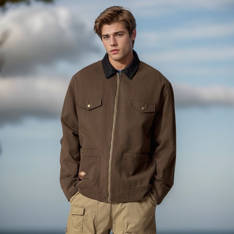 Herren Arbeitsjacke im robusten Look mit funktionalen Taschen und verstärktem Kragen Aliams