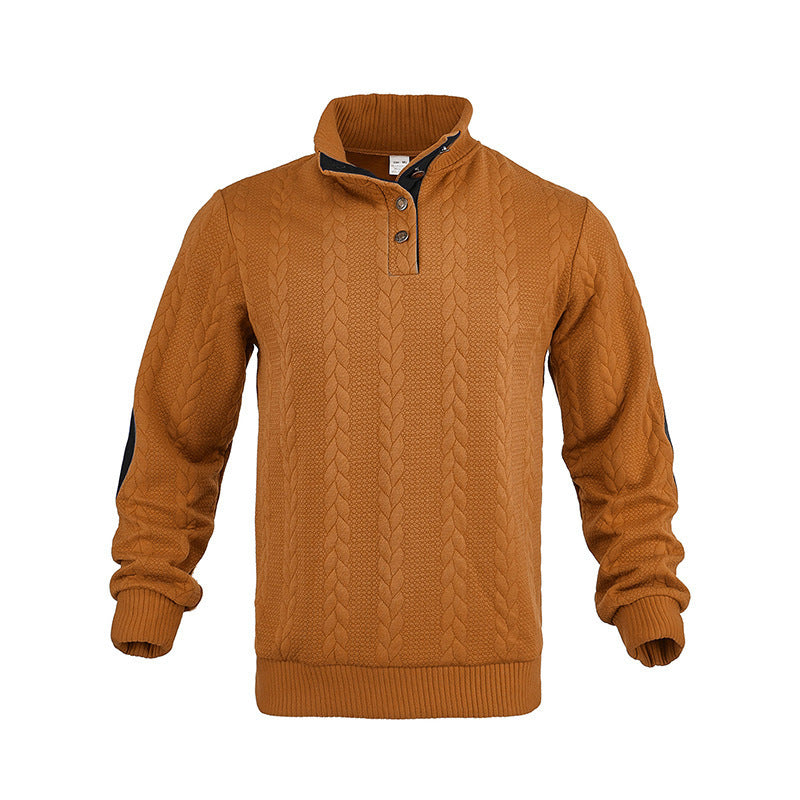 Herren Strickpullover mit strukturiertem Kabelmuster und kurzen Knopfdetails Aliams