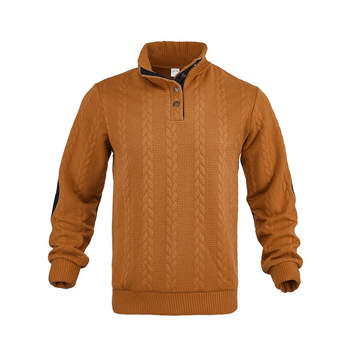 Herren Strickpullover mit strukturiertem Kabelmuster und kurzen Knopfdetails Aliams