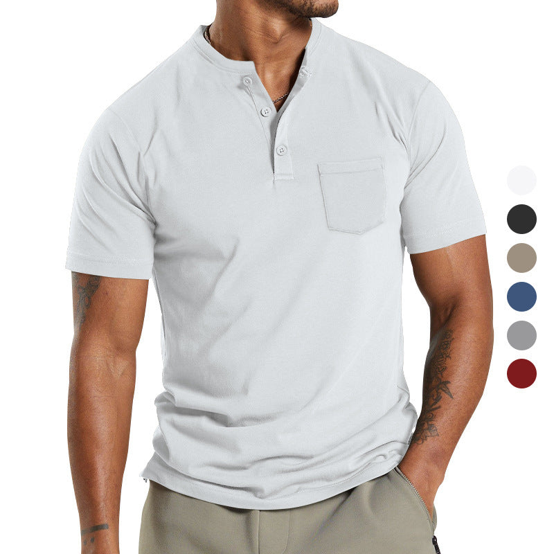 Herren Kurzarm Henley-Shirt mit praktischem Knopfdetail Aliams