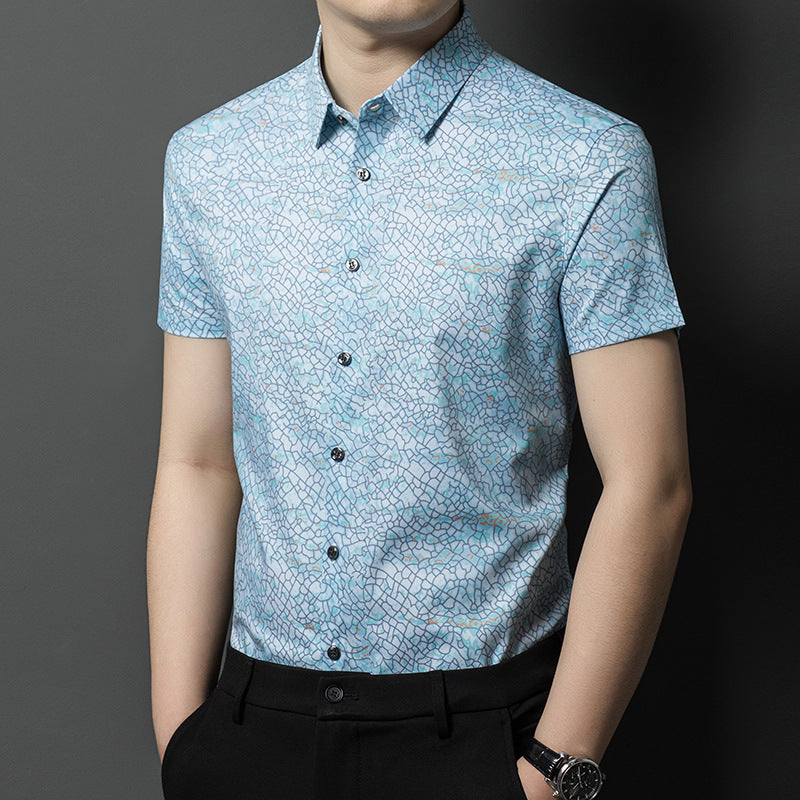 Herren Kurzarm-Hemd mit kunstvollem Grafikmuster Aliams