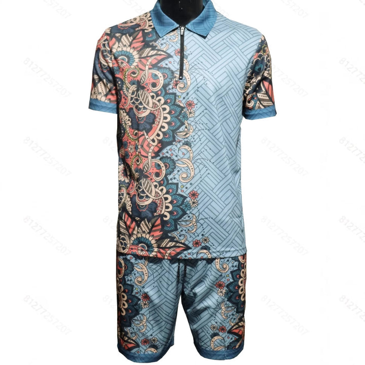 Herren Freizeit-Set mit modernem Druckdesign und praktischen Taschen Aliams