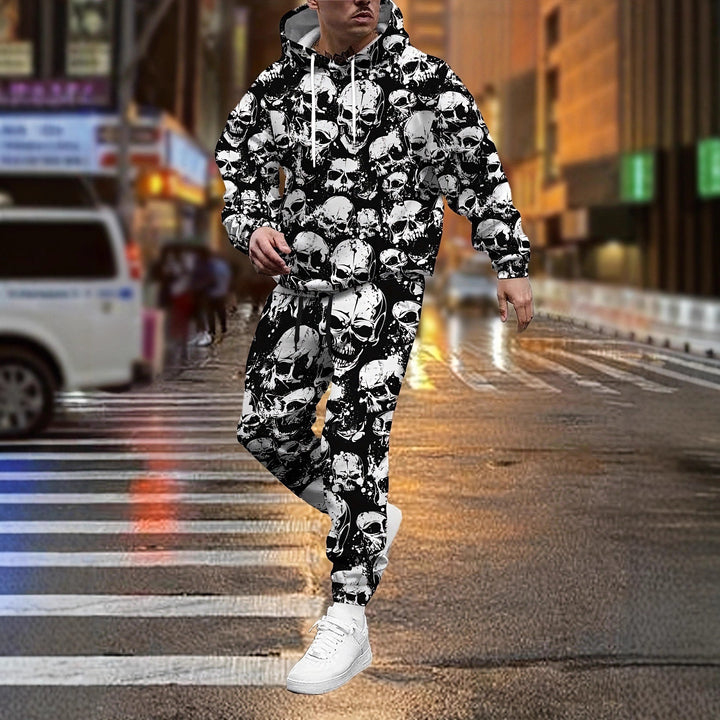 Herren Hoodie und Jogginghose im Comic-Stil mit buntem Druck Aliams