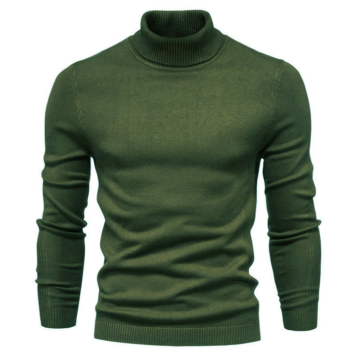 Herren Strickpullover mit hohem Kragen und feinem Rippmuster Aliams