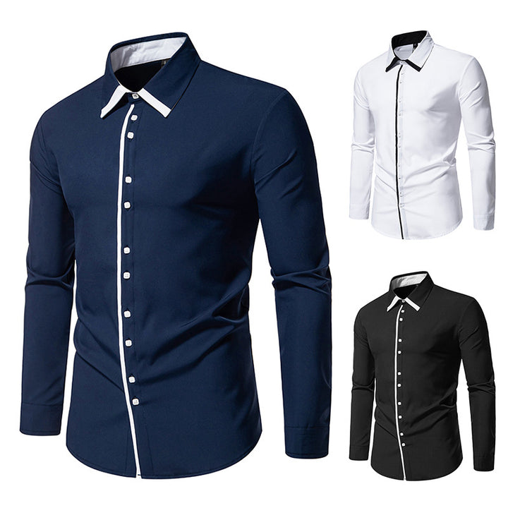 Herren elegantes Slim-Fit Hemd mit kontrastierendem Kragen und hochwertigen Stoffdetails Aliams