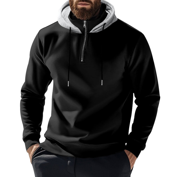 Herren sportlicher Hoodie mit halbem Reißverschluss und modernem Kapuzenaufbau Aliams