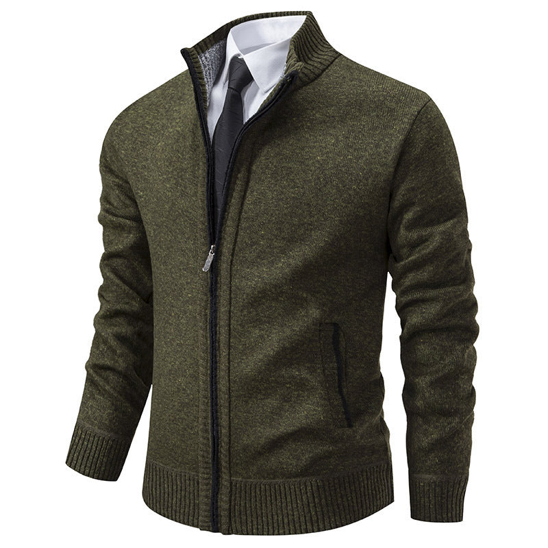 Herren sportliche Strickjacke mit Stehkragen und Reißverschluss Aliams