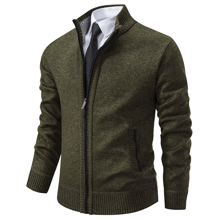 Herren sportliche Strickjacke mit Stehkragen und Reißverschluss Aliams